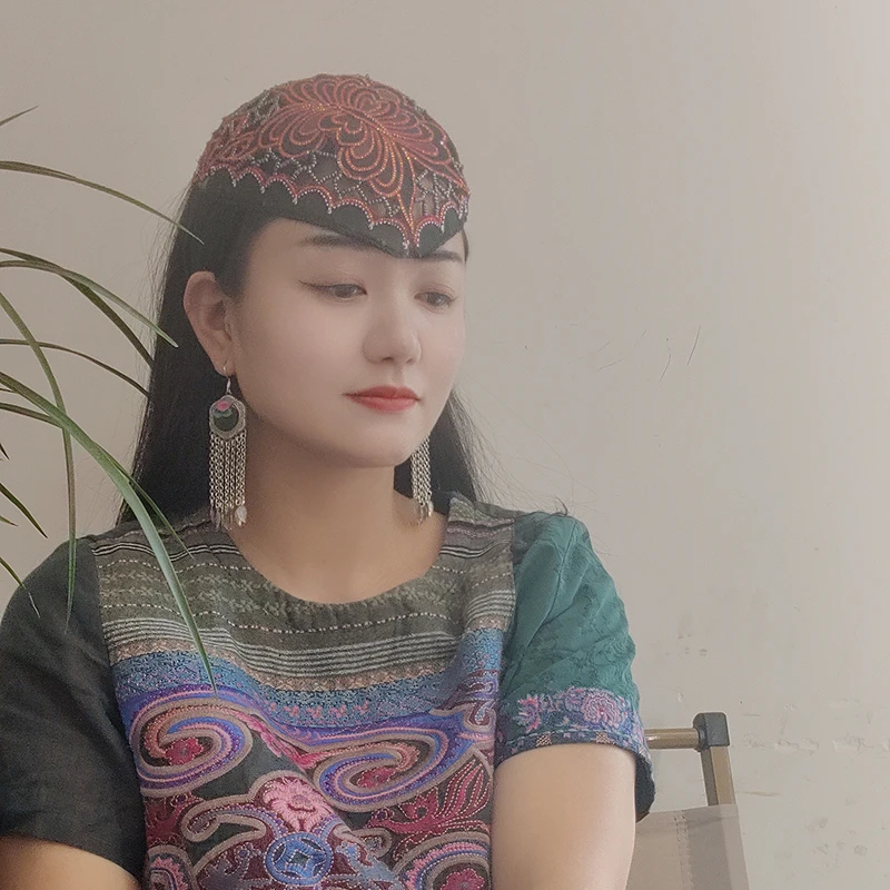 扶茶原创设计-民族风老绣发箍帽586