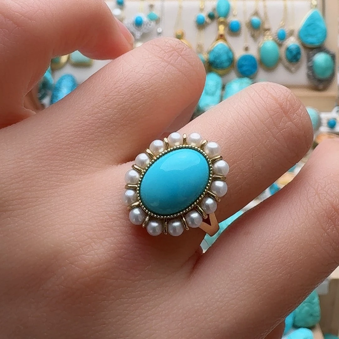 绿松石珠宝奇石18K金镶嵌