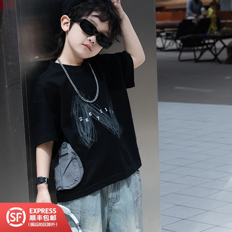 253152儿童春夏洋气百搭宽松时尚短袖圆领T恤