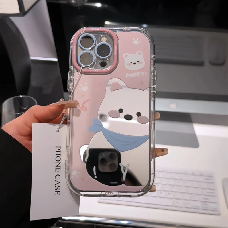 适用苹果16镜面奶油iPhone15手机壳mate70华为p60爪印西高地14pro