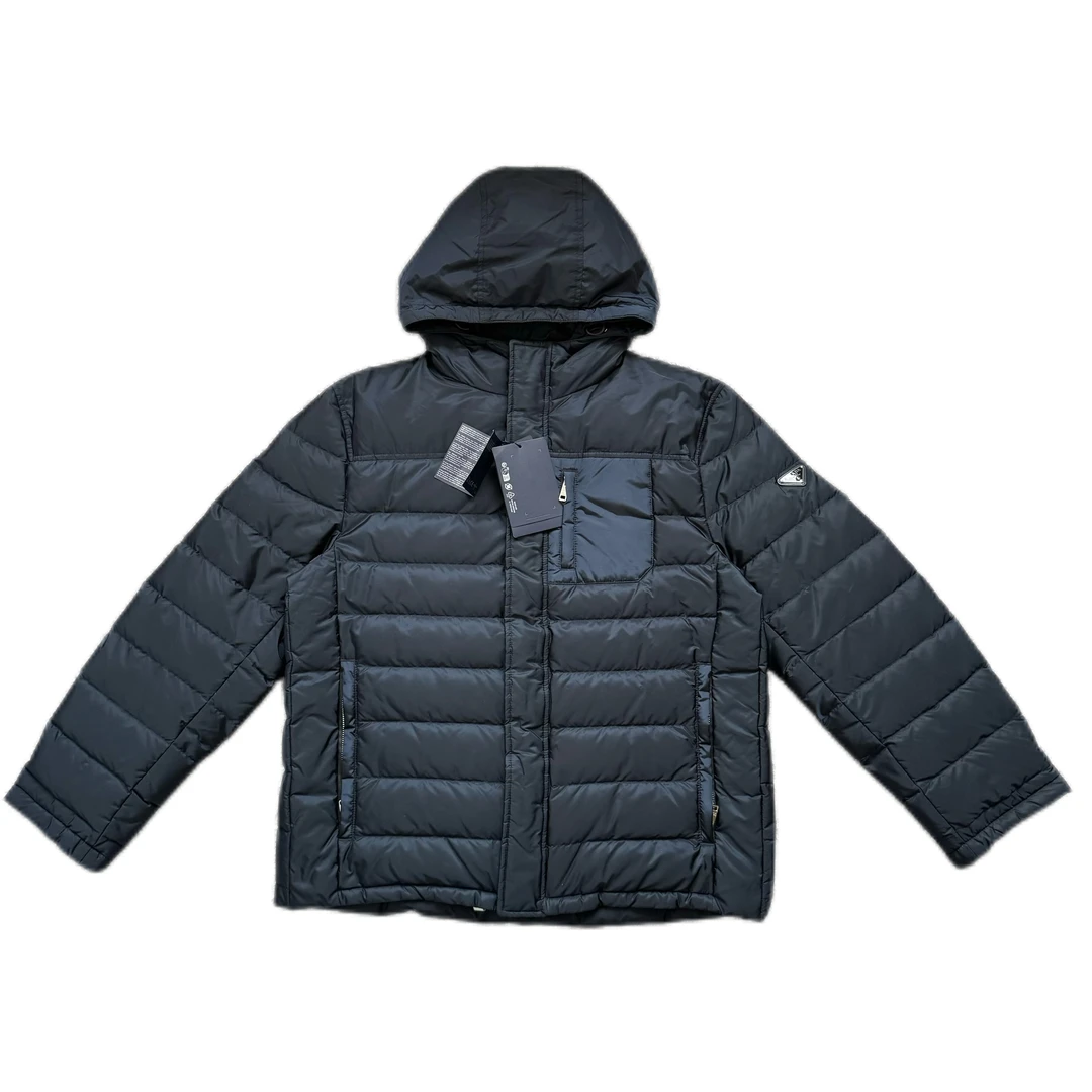 全新未使用 Prada/普拉达 藏青色三角标尼龙羽绒服56码