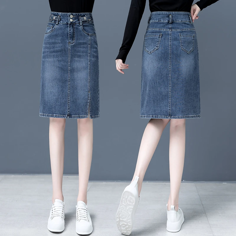 复古开叉牛仔半身裙女春秋冬款2025新款高腰显瘦A字小个子短裙纯