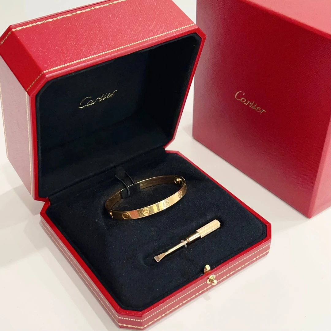 99新 Cartier/卡地亚 7姐专场/18K玫瑰金宽版love手镯 16码