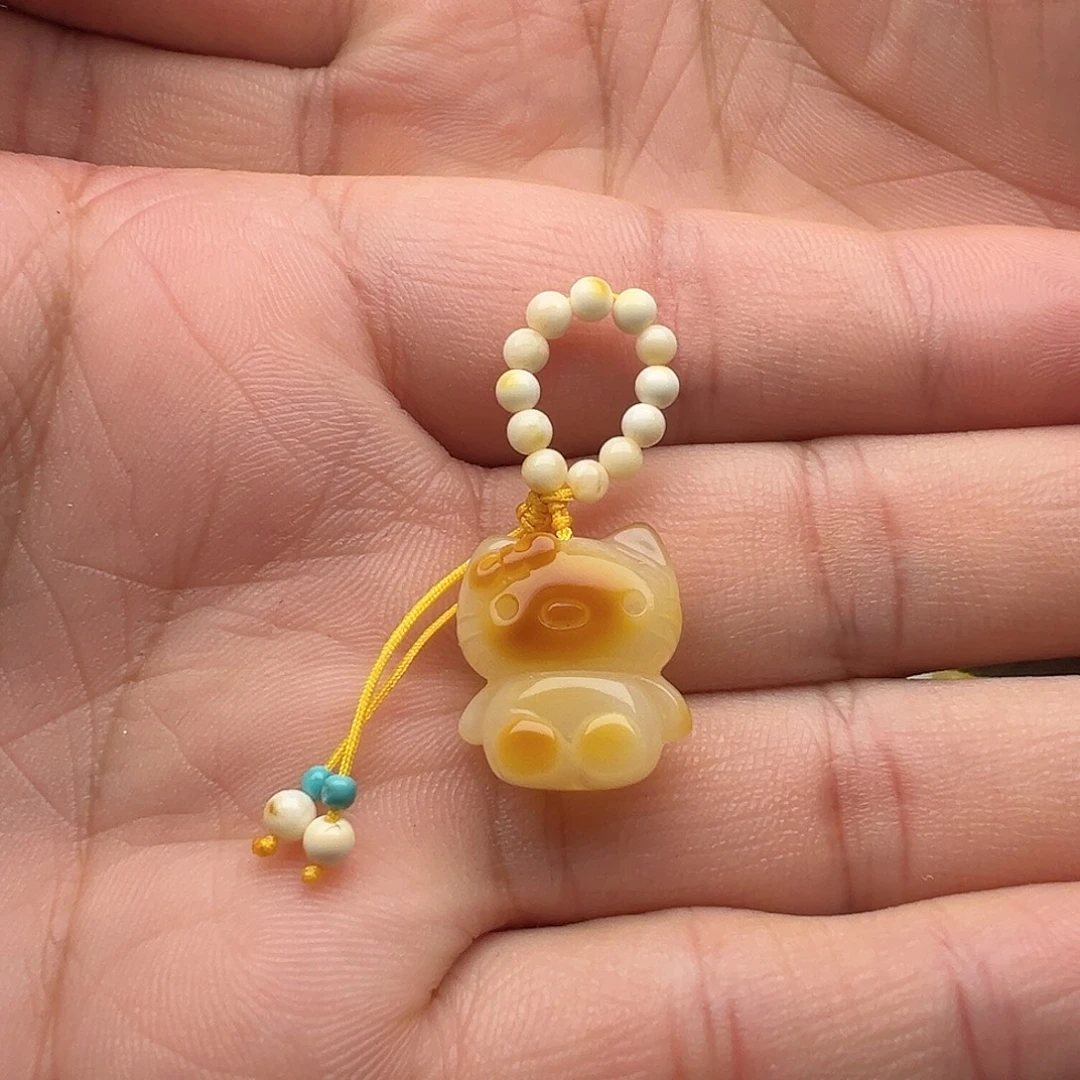 蜜蜡未镶嵌颈饰Kt猫提溜吊坠