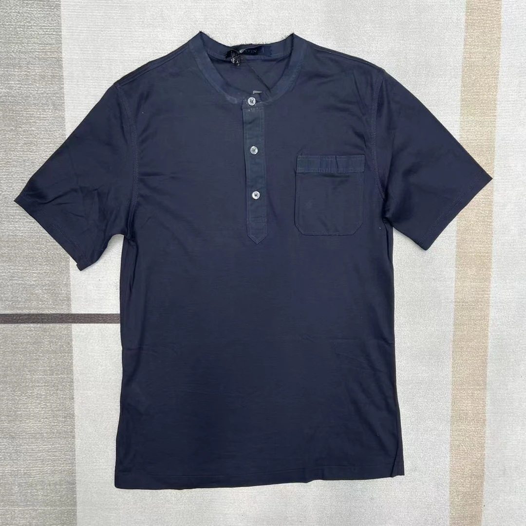 全新未使用 LANVIN 夏季短袖T恤高支棉亨利领打底衫