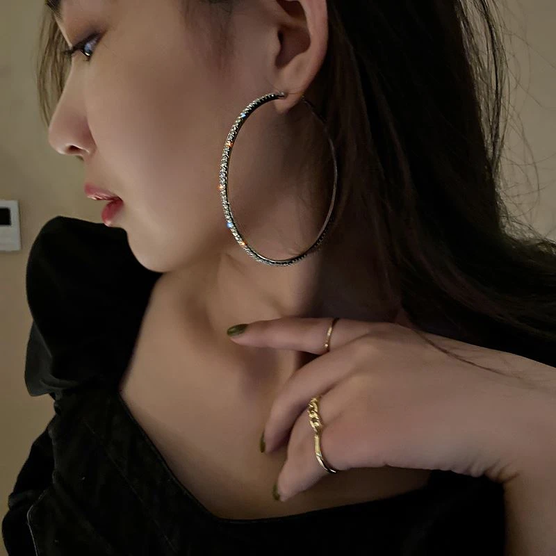 2023新款爆款夸张耳圈女气质时尚高级感耳坠大耳环圆圈欧美耳饰