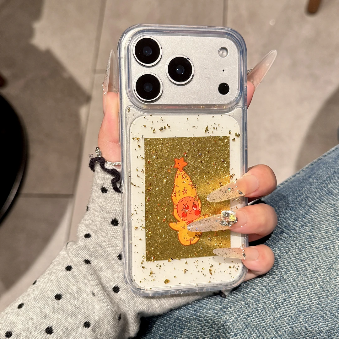 金箔卡通星星人适用iPhone17promax时尚苹果16手机壳可爱15趣味