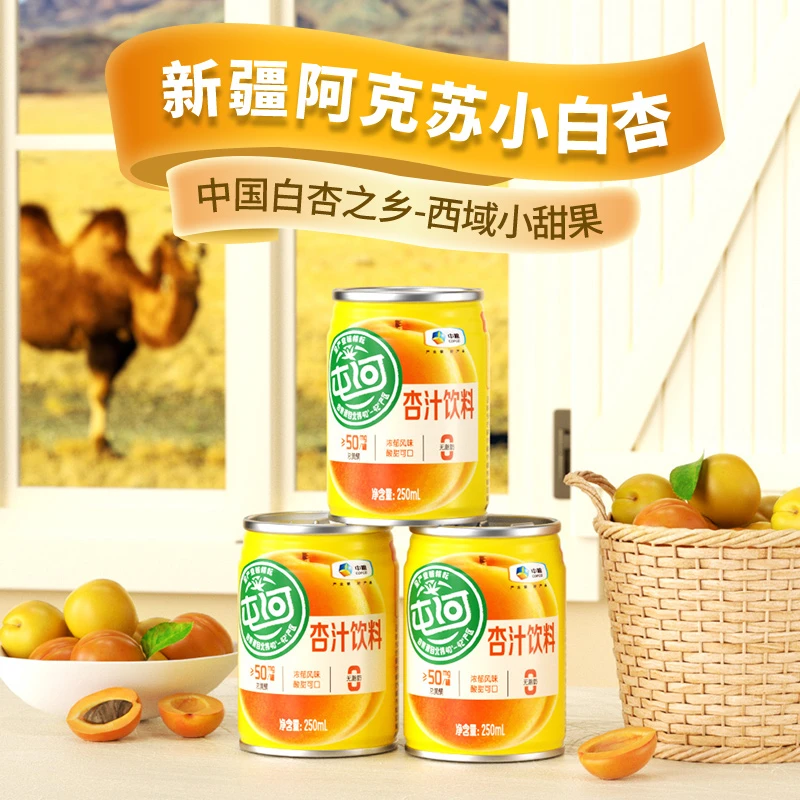 中粮屯河杏汁阿克苏小白杏汁冰镇酸甜250ml新鲜果蔬健康食品DR