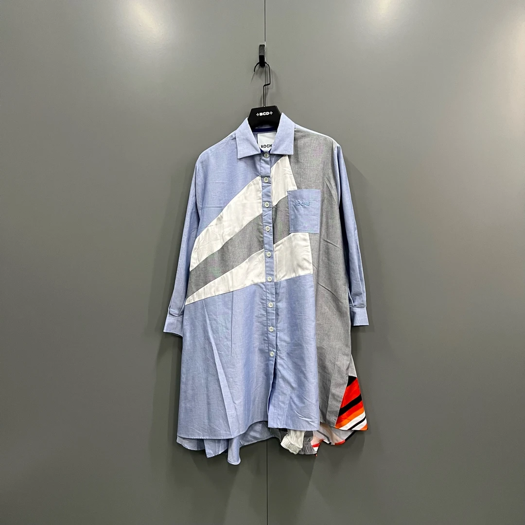 99新 maje z5 KOCHE 拼接撞色衬衫连衣裙 bc014076