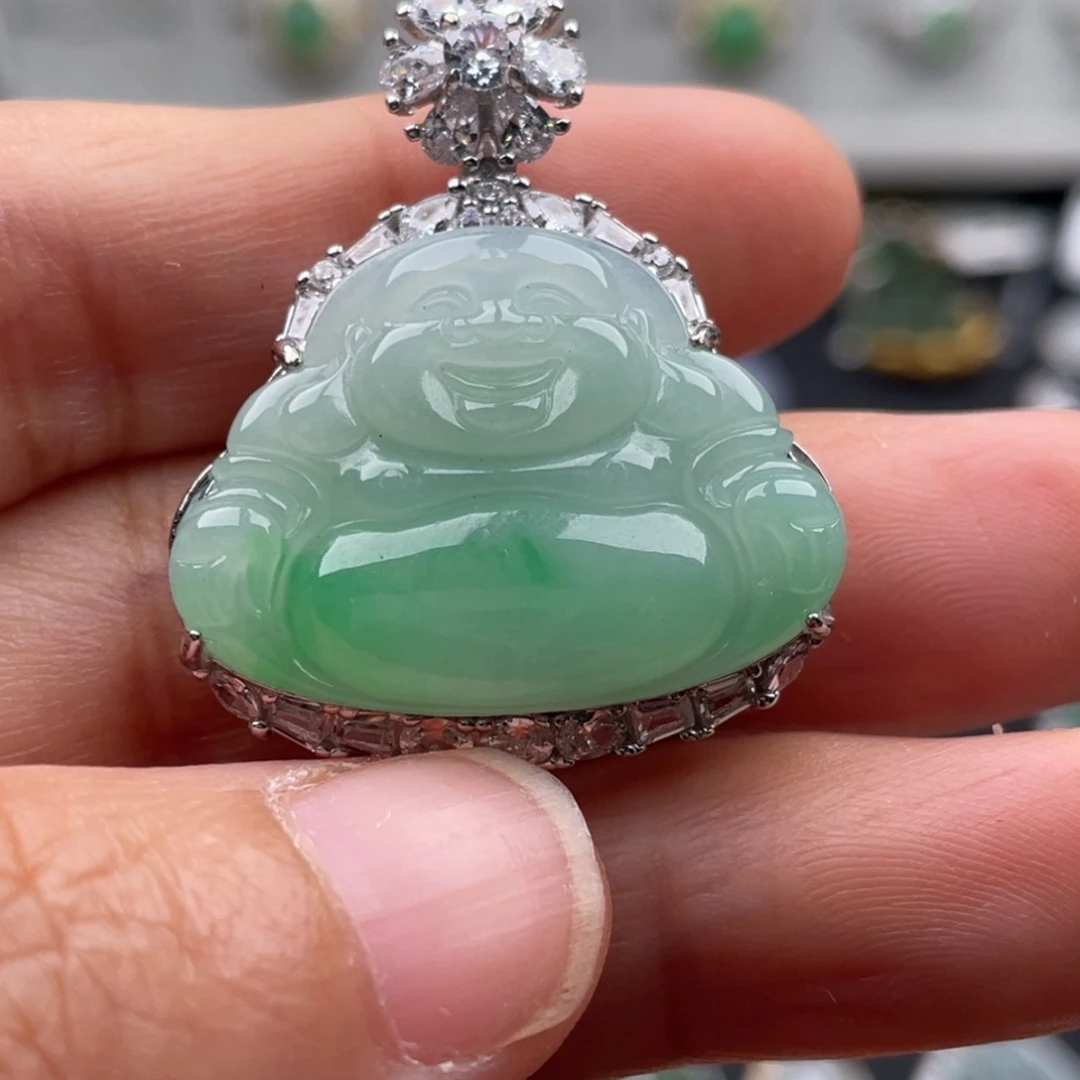 翡翠银S925镶嵌吊坠(不含链)