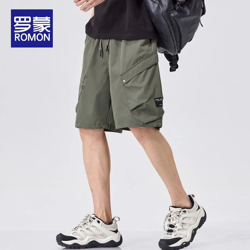 罗蒙潮牌工装短裤男款夏季轻薄男士直筒宽松大口袋五分休闲裤子男