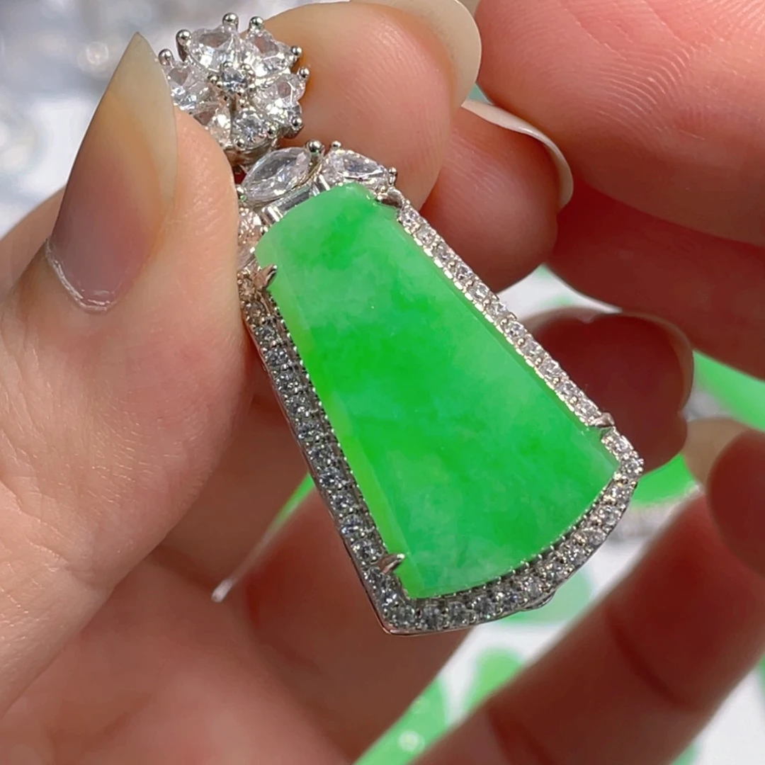 翡翠银S925镶嵌吊坠(不含链)