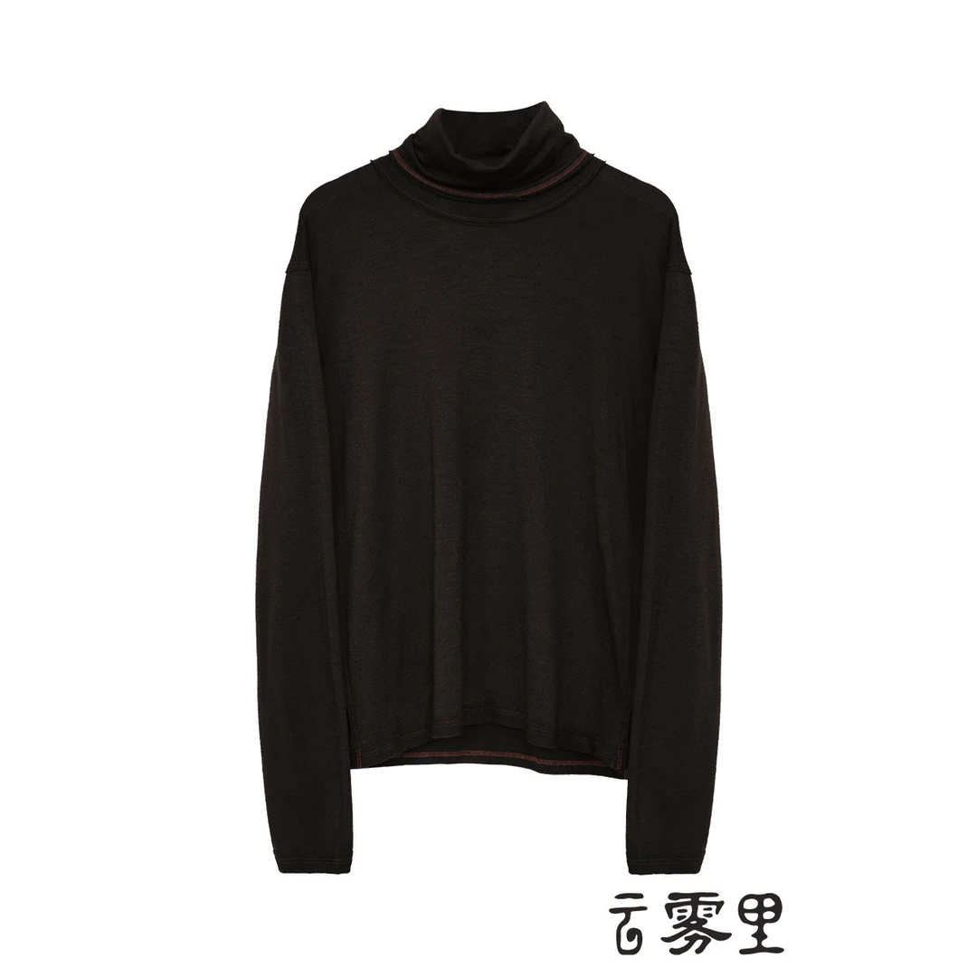 云雾里 原创设计复古文艺松弛感保暖纯羊毛针织高领长袖T 3177