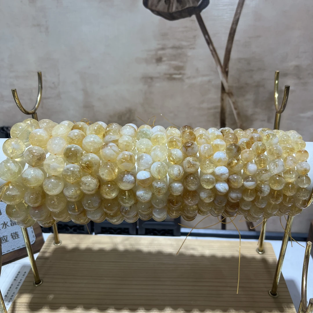 【月月家】K020天然水晶 高品黄喜马拉雅单圈手串 多样性发其一