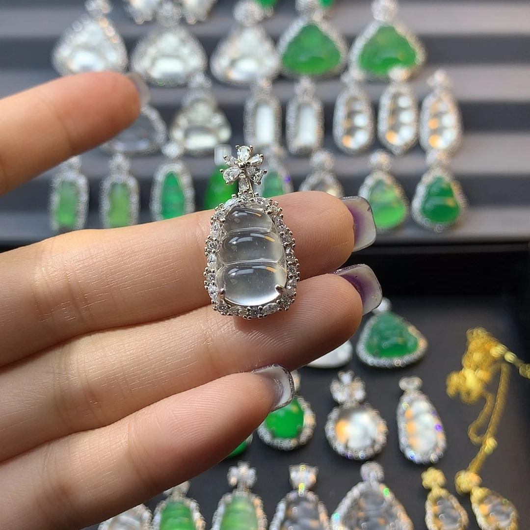 石英质玉银S925镶嵌颈饰