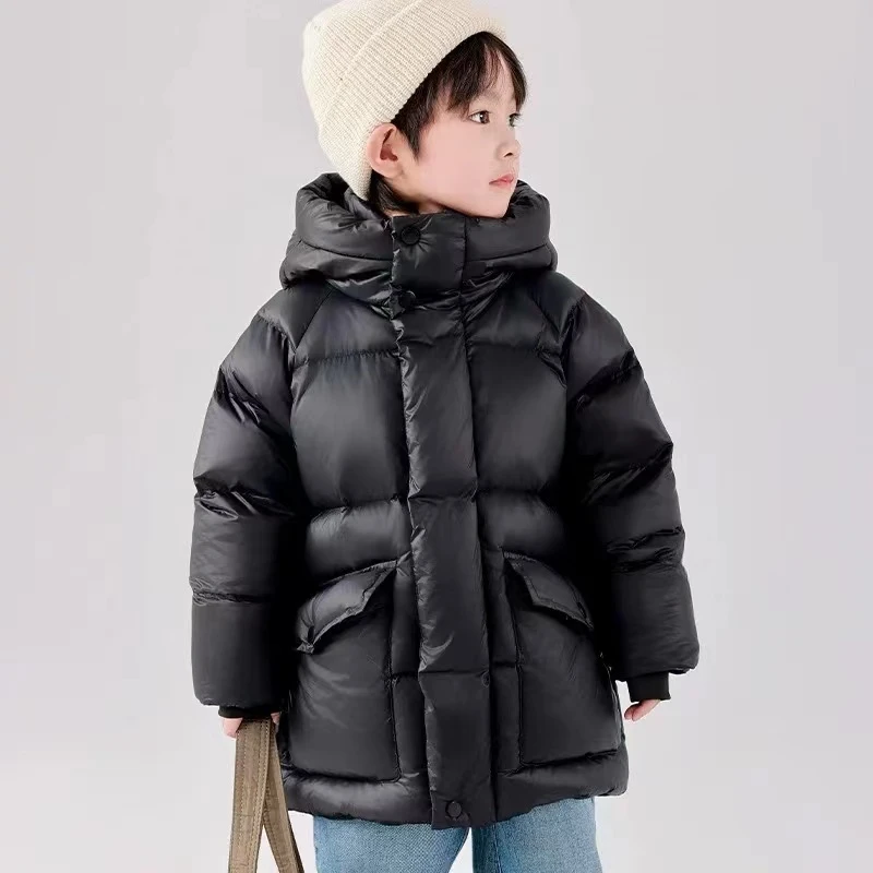 儿童2025冬季新款中长款黑金羽绒服B3852