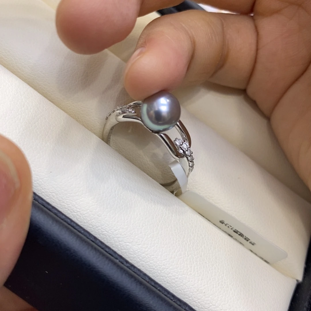 戒指银S925镶嵌海水珍珠