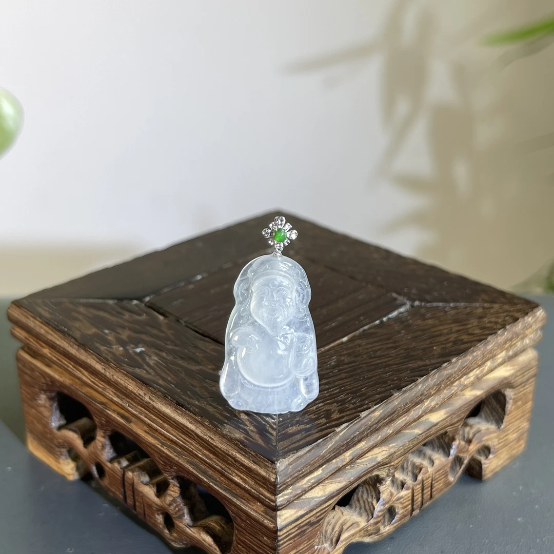 JTW10-74   天然翡翠缅甸A货 18K扣头财神