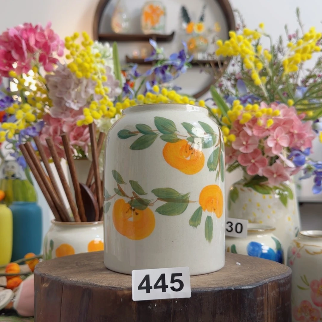 摆件景德镇纯手绘陶瓷小花瓶摆件无孔