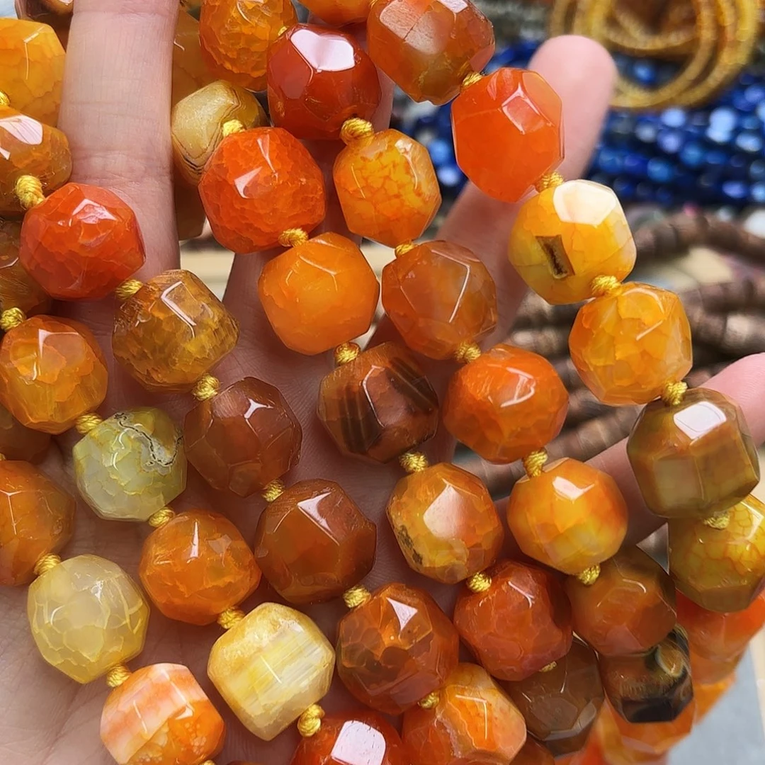 未镶嵌玛瑙/玉髓珠宝半成品15×16黄龙纹玛原切一条