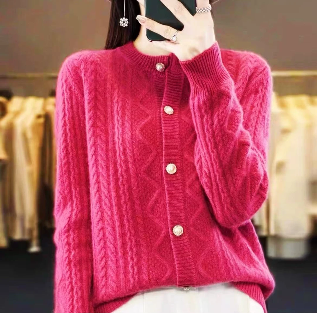 2025新款麻花洋气减龄外搭高档宽松开衫B22