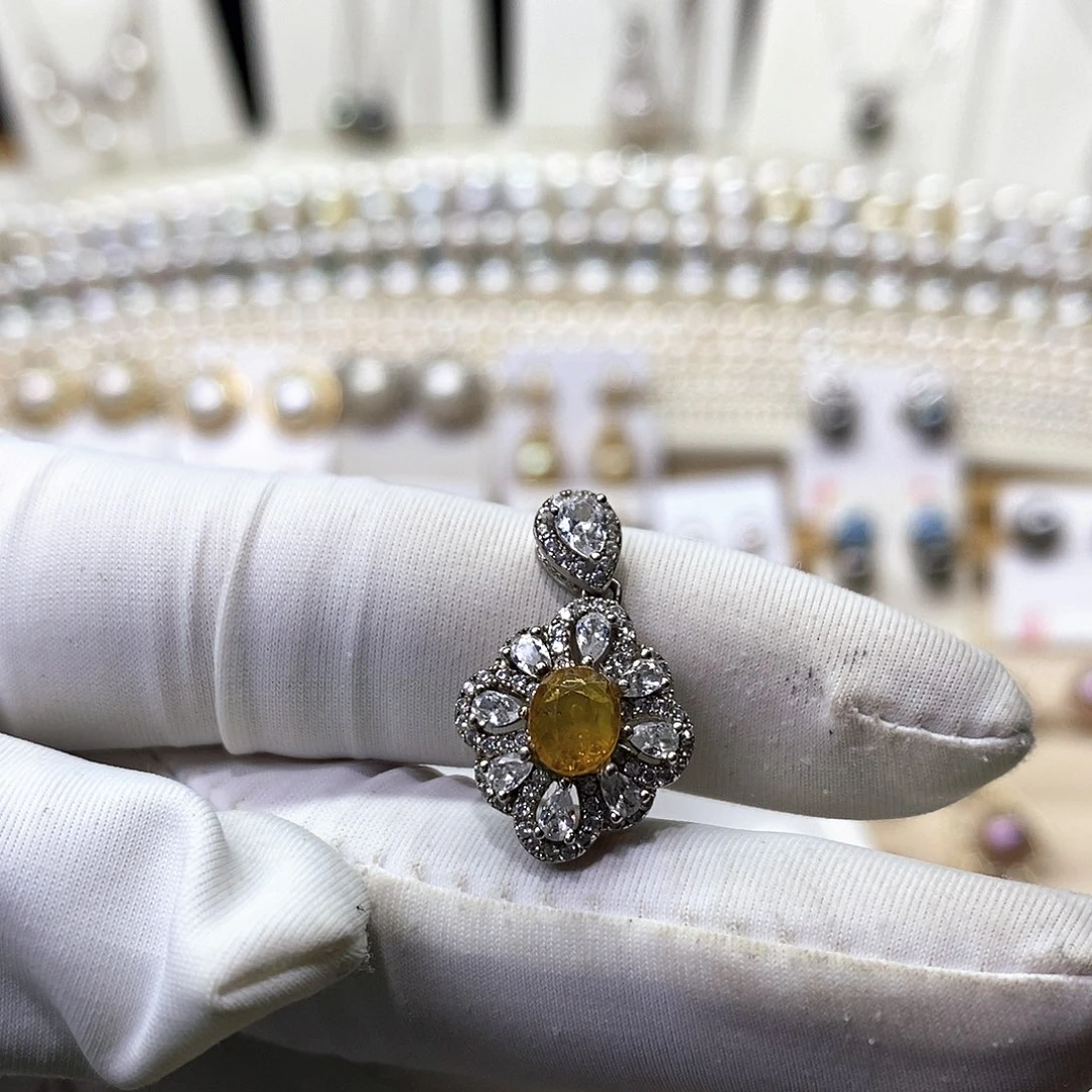 蓝宝石颈饰银S925镶嵌