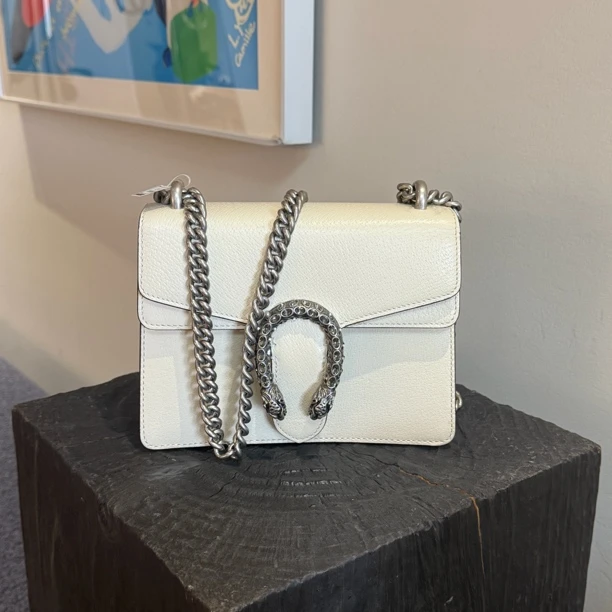 95新 GUCCI/古驰 酒神 白色 钻扣 小号20*15*6cm 单肩包斜挎包
