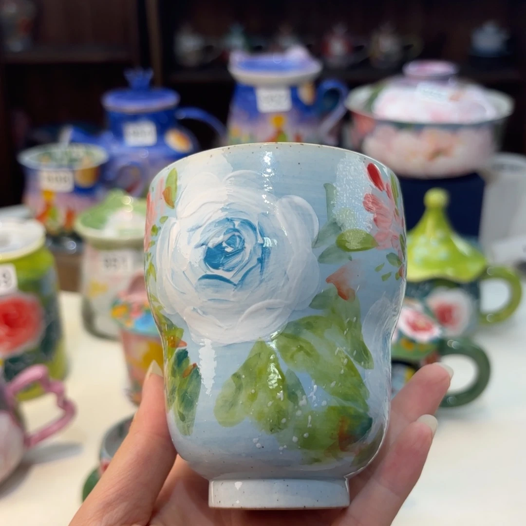 瓷片景德镇手绘高温釉下彩陶瓷茶具