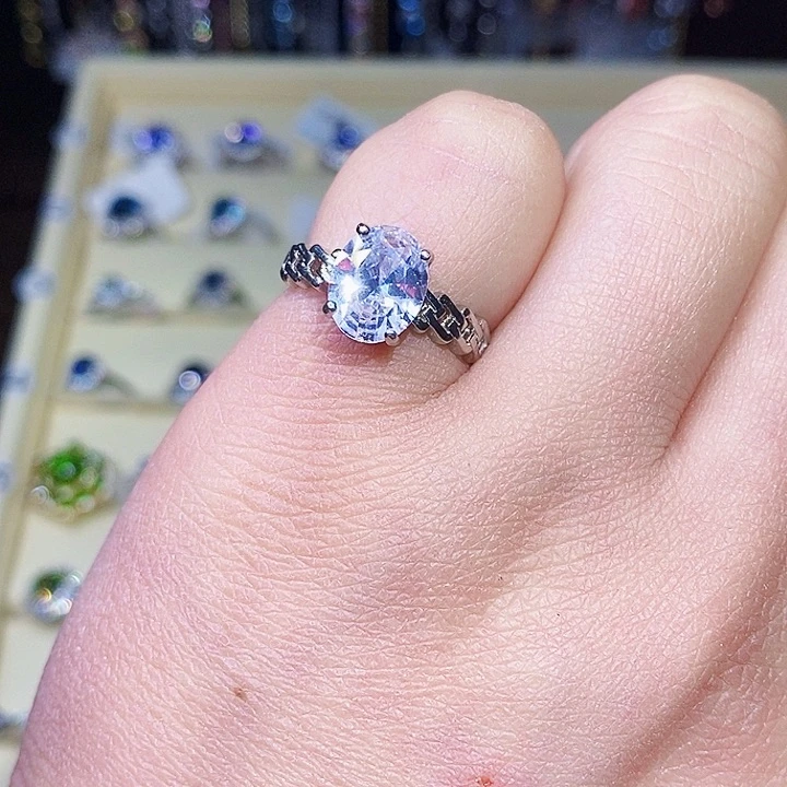 蓝宝石戒指银S925镶嵌111111