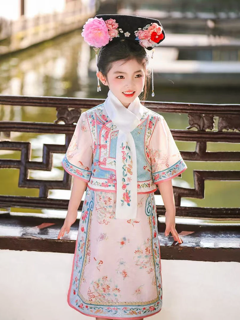 儿童两件套格格服库存默认瑕疵不退换