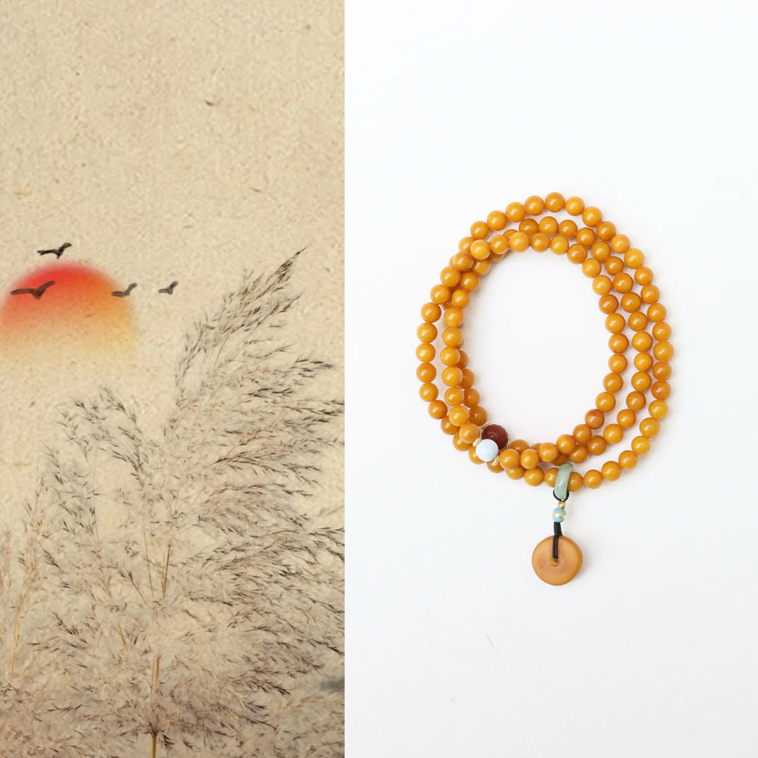 【桐华】原创设计款天然琥珀蜜蜡多圈饼子女款手串手链手饰5mm