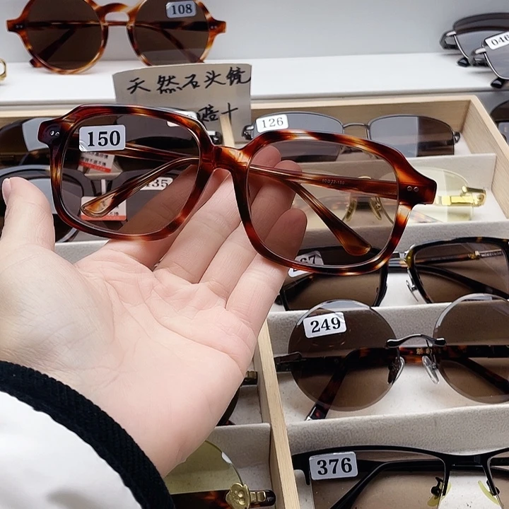 无框款纯天然水晶石头眼镜