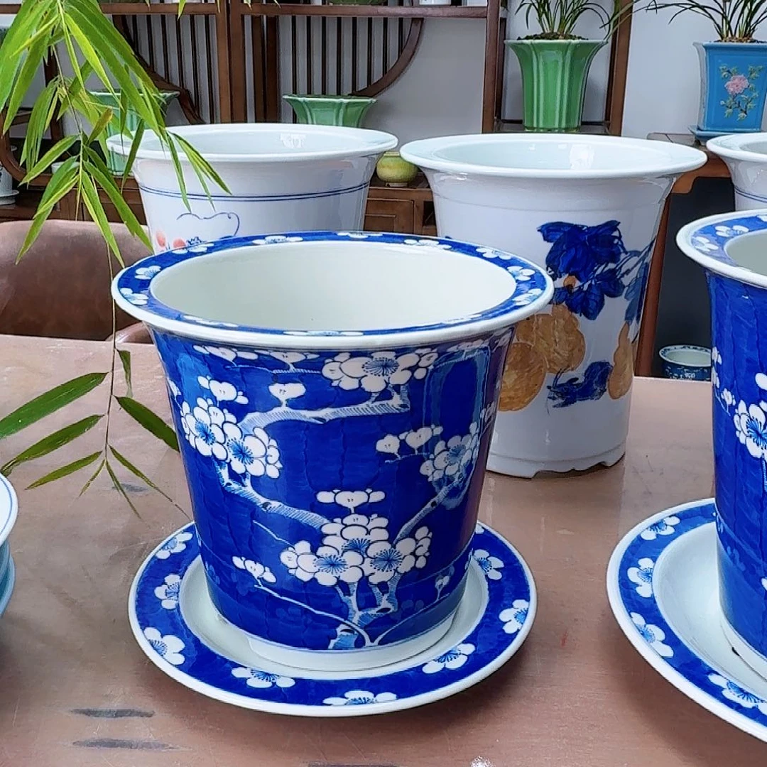 摸***鱼青花冰梅筒盆888888