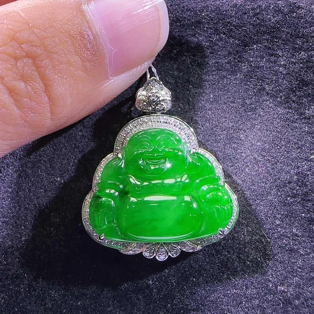 翡翠18K金镶嵌吊坠(不含链)