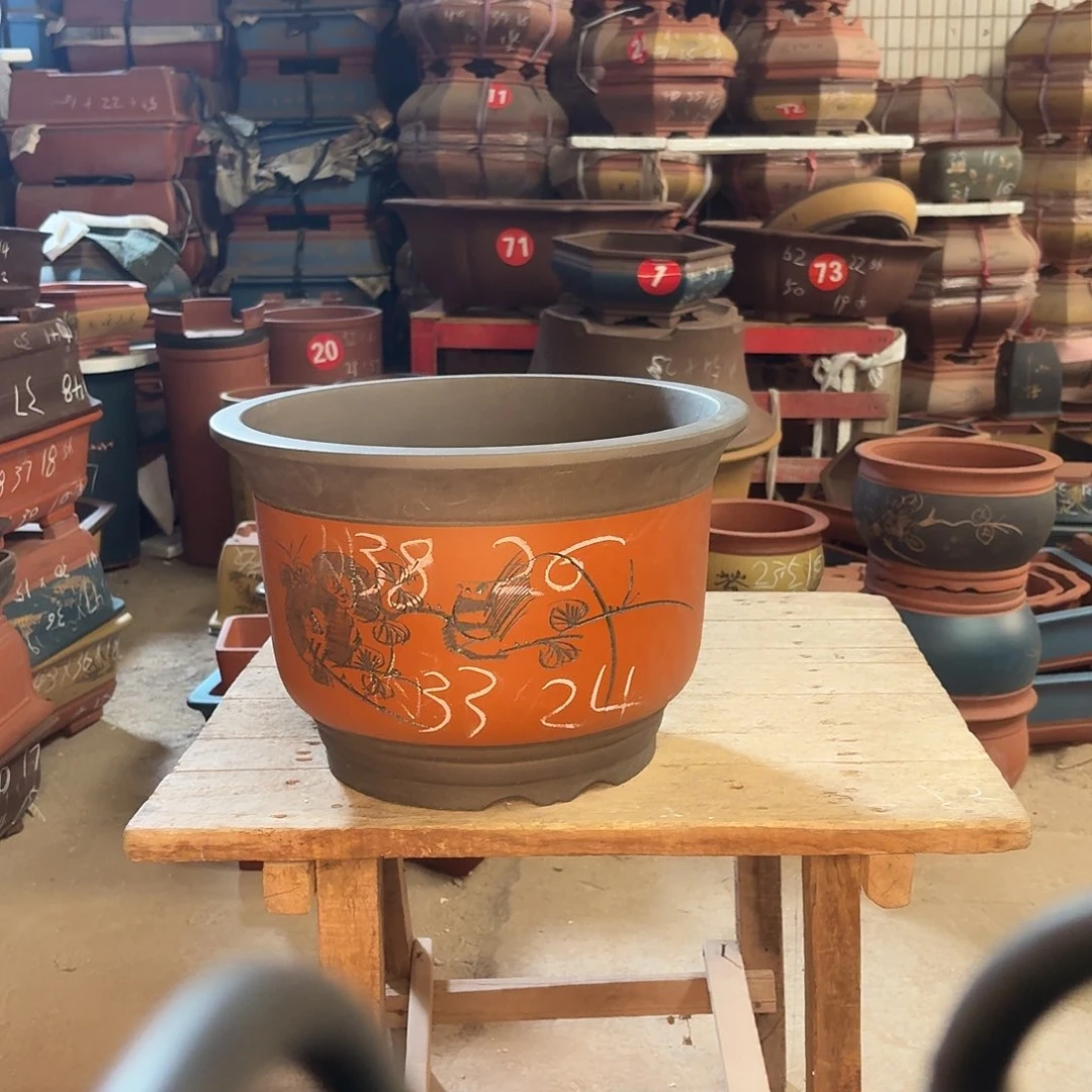 紫砂紫砂花盆大金钟一个