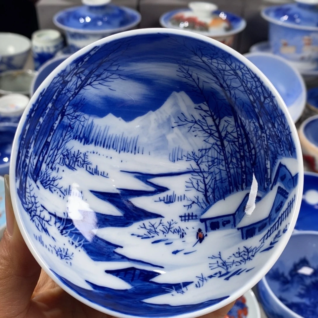 青花雪景主人杯杯