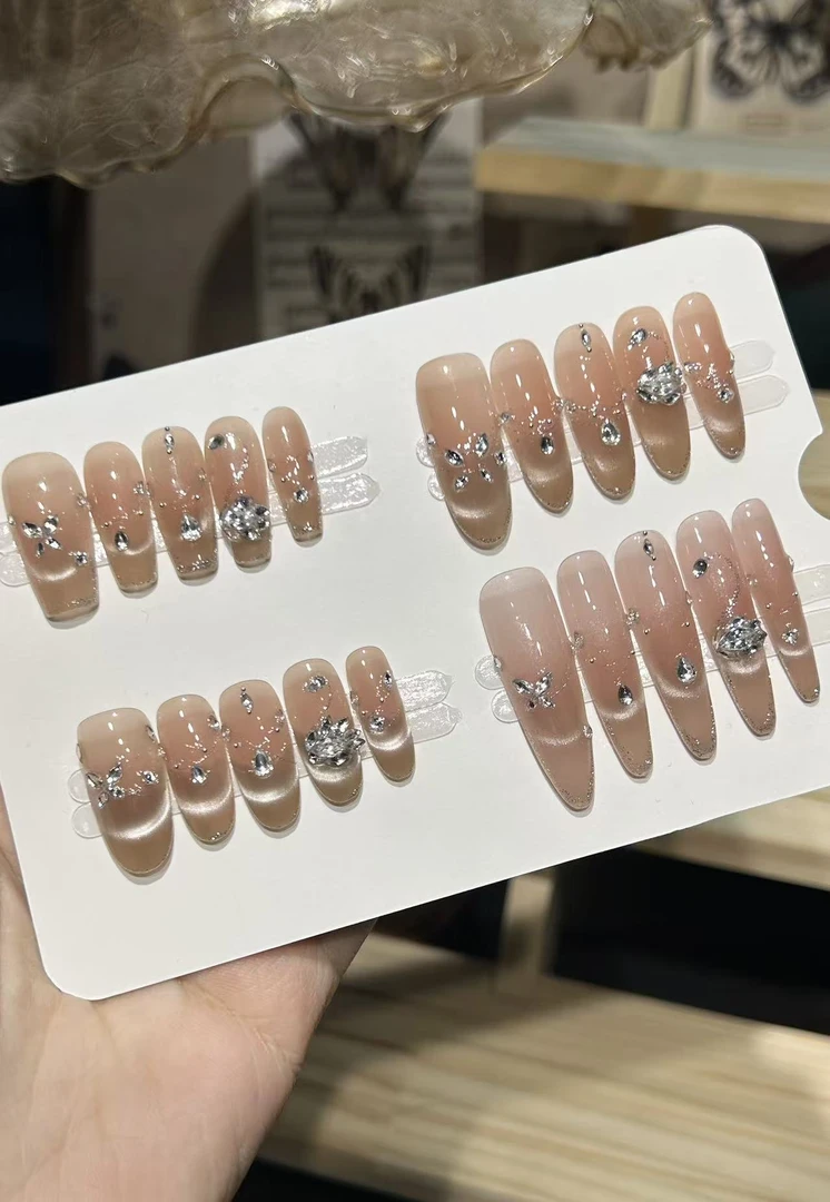 【天鹅湖】纯手工穿戴甲猫眼美甲贴片可拆卸指甲贴片10片装