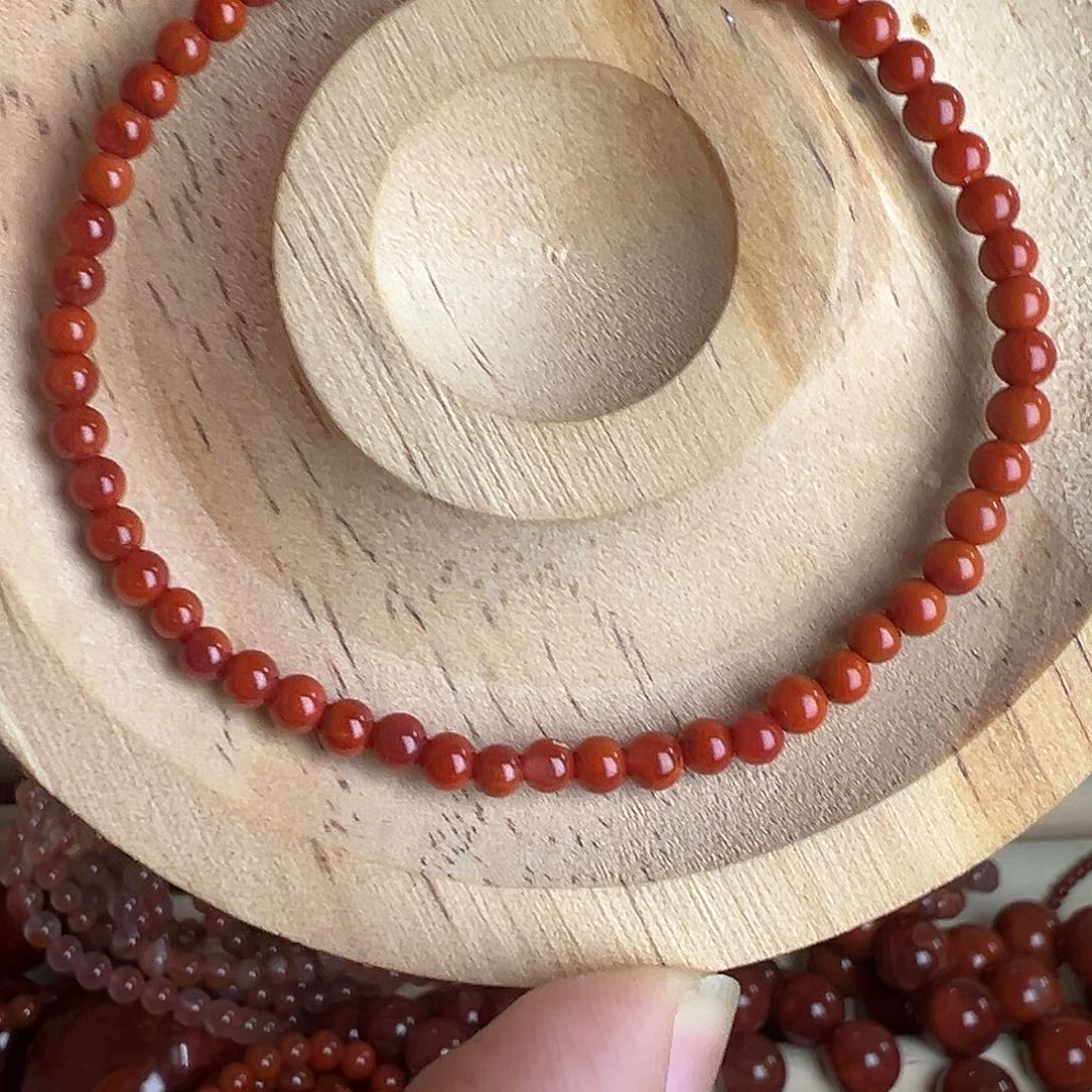 未镶嵌卡3单圈 满色满肉 柿子红南红玛瑙