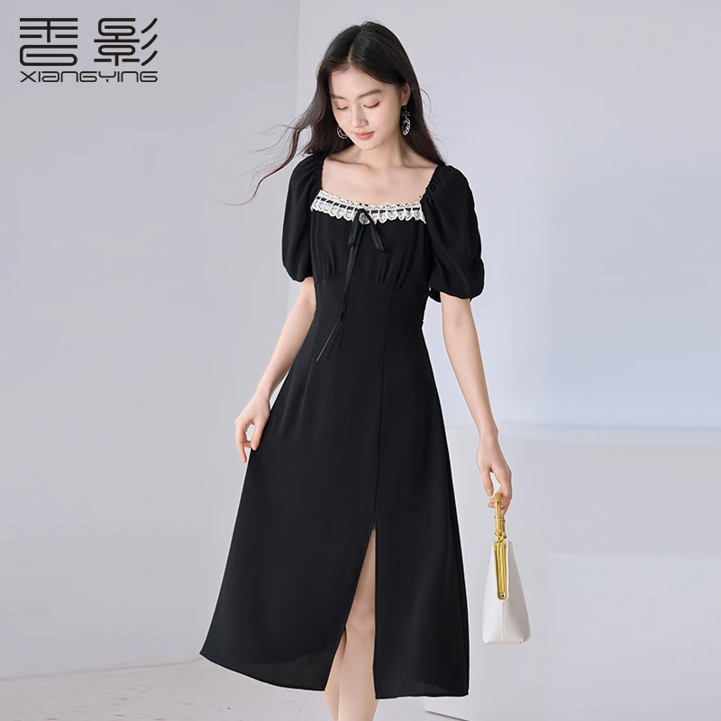 【直播专享】L85S091连衣裙 香影赫本风小黑裙女连衣裙夏装新款打