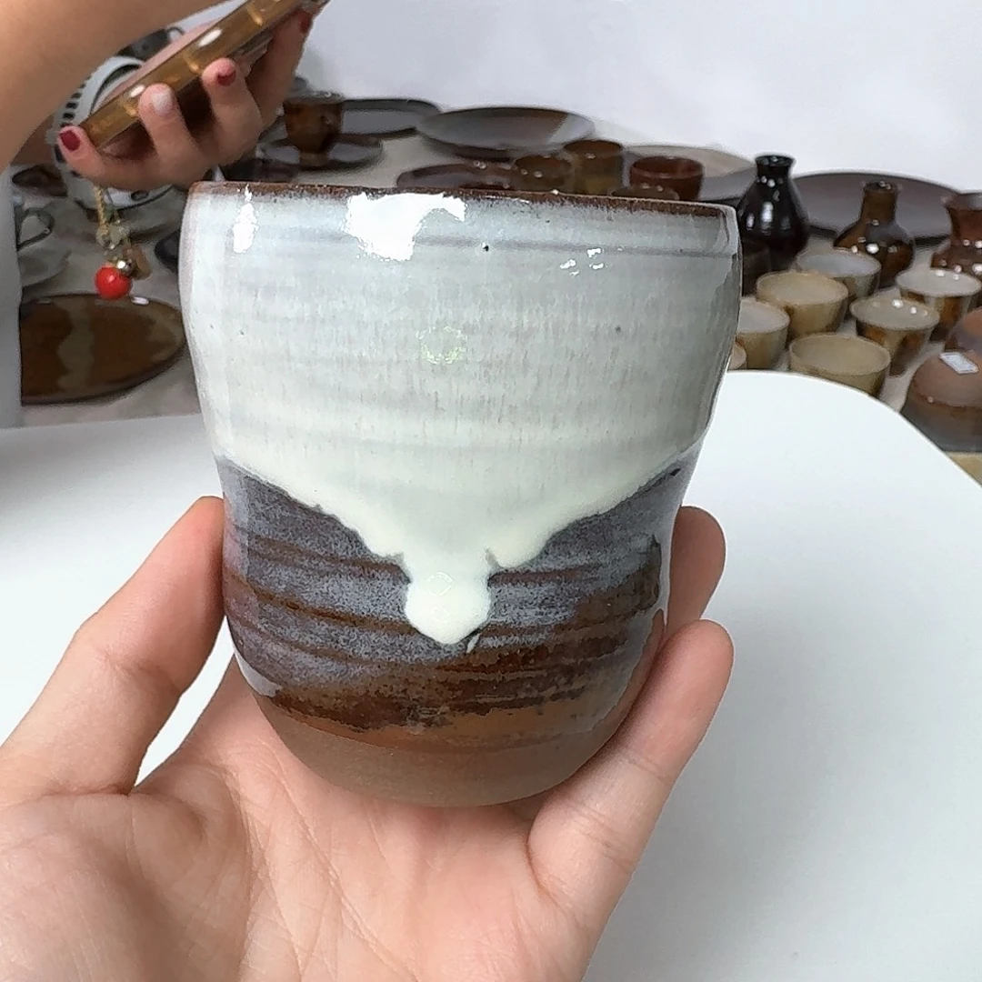 瓷片高取烧手握杯