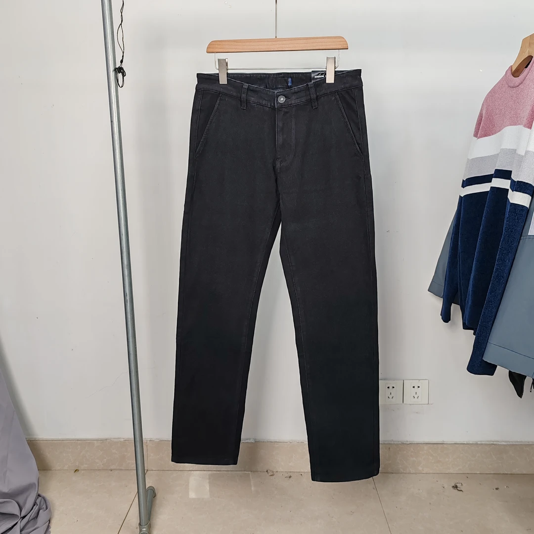 厚实暖和H撤柜剪标冬季牛仔裤男青年休闲时尚韩版直筒弹力长裤