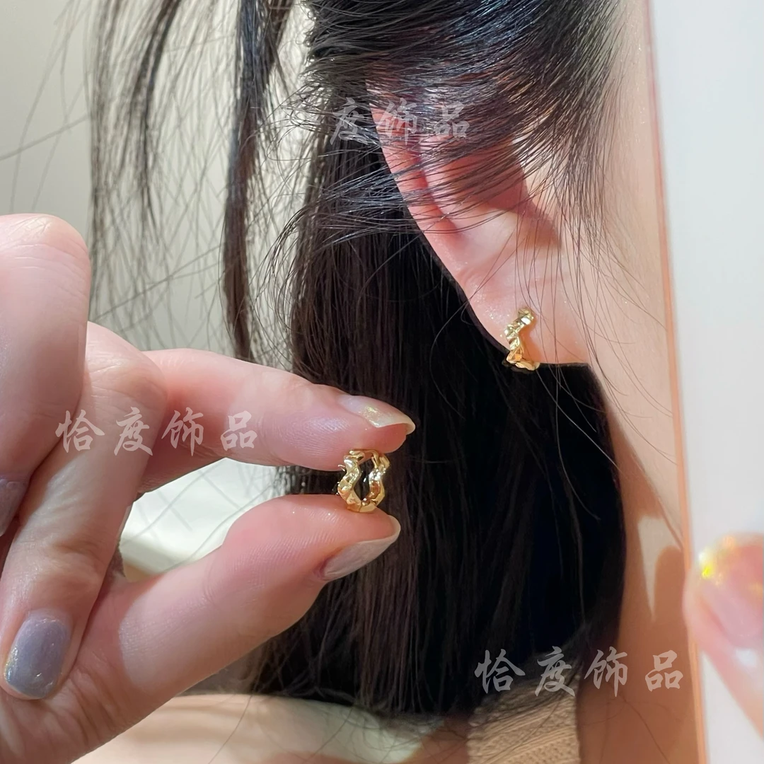 【恰度】新款金色波浪耳扣纹理质感百搭