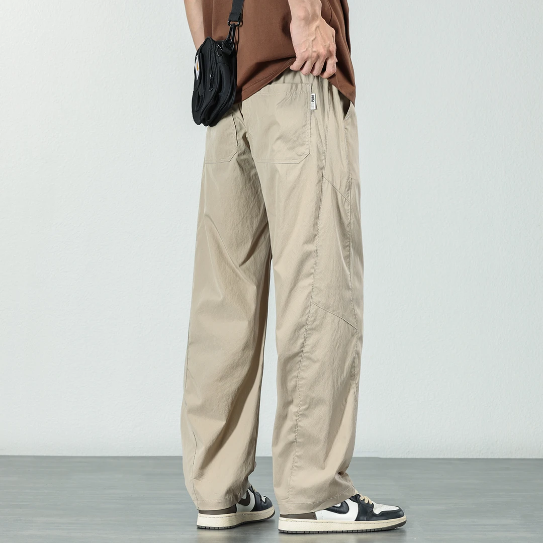 莱赛尔天丝直筒休闲裤男士2025夏季宽松户外轻薄透气速干裤子男潮