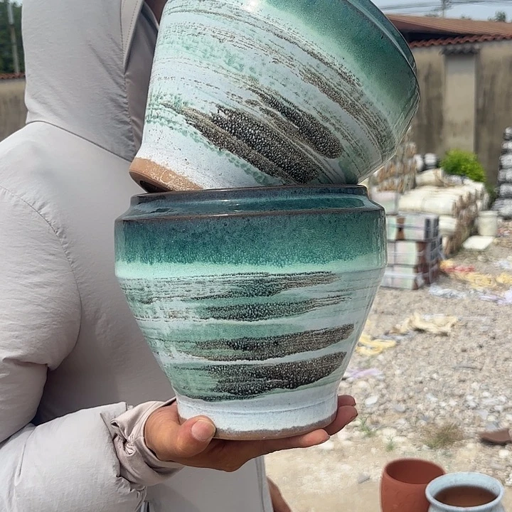 山水画飞碟两个口径19高度19