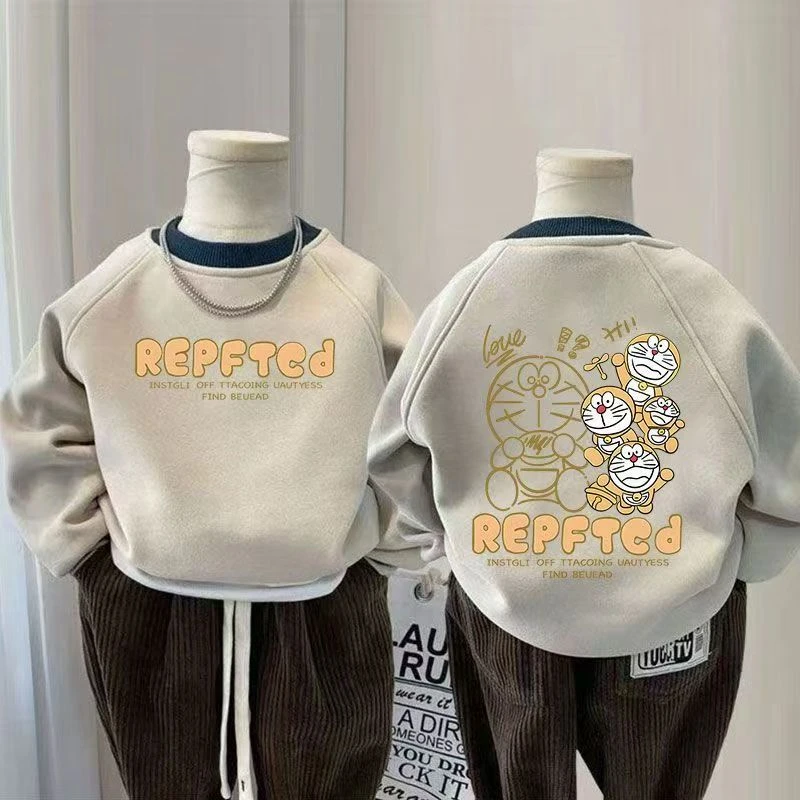 2025秋冬新款儿童男童卫衣印花男童卫衣加绒卫衣可爱上衣冬季加绒