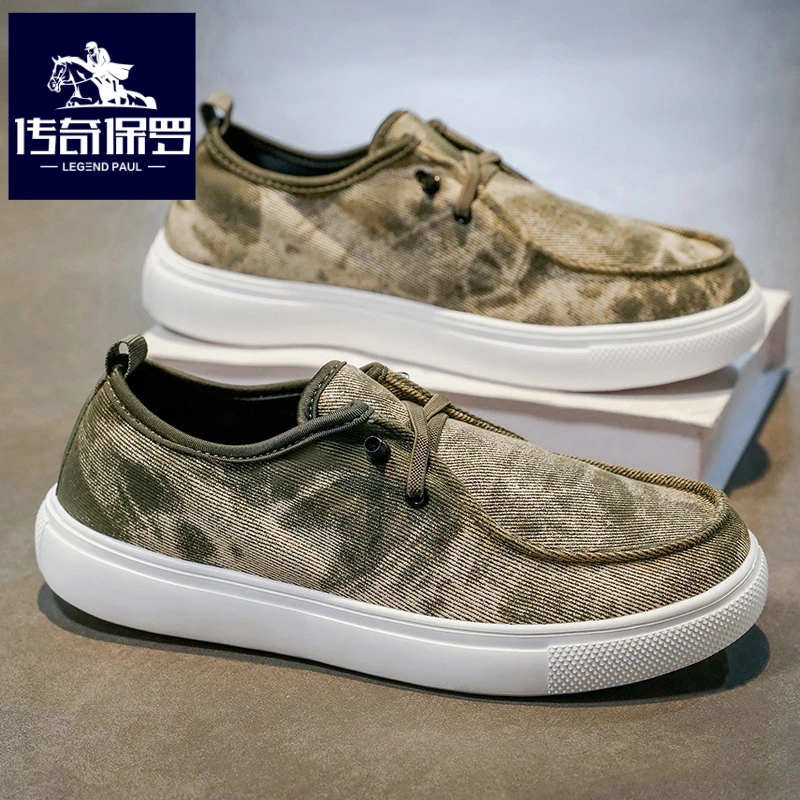 传奇保罗正版一脚蹬男鞋冬季轻便帆布鞋男士休闲板鞋软底布鞋秋季