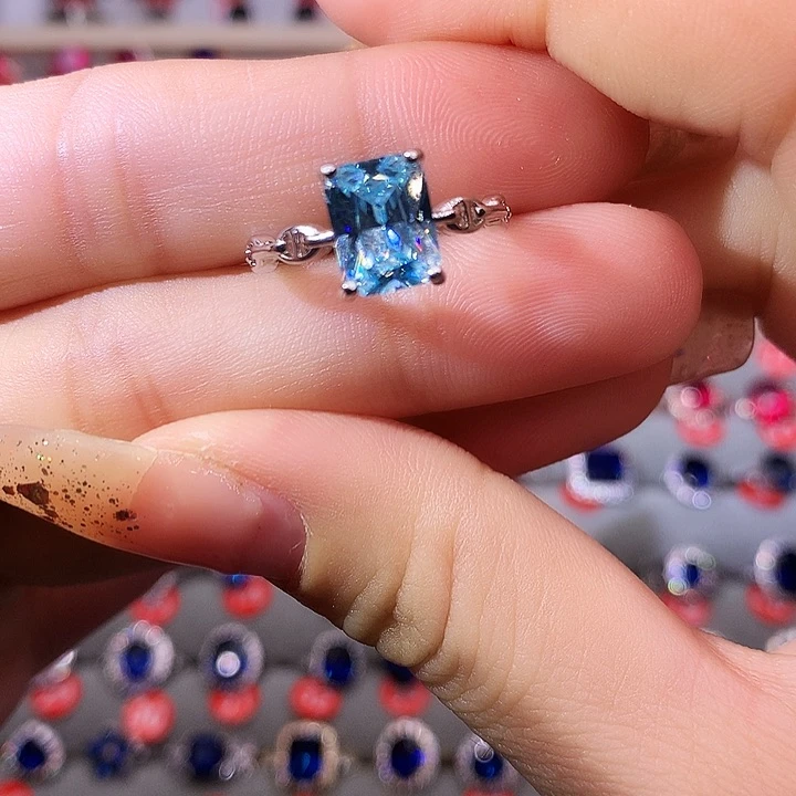 海蓝宝石戒圈银S925镶嵌