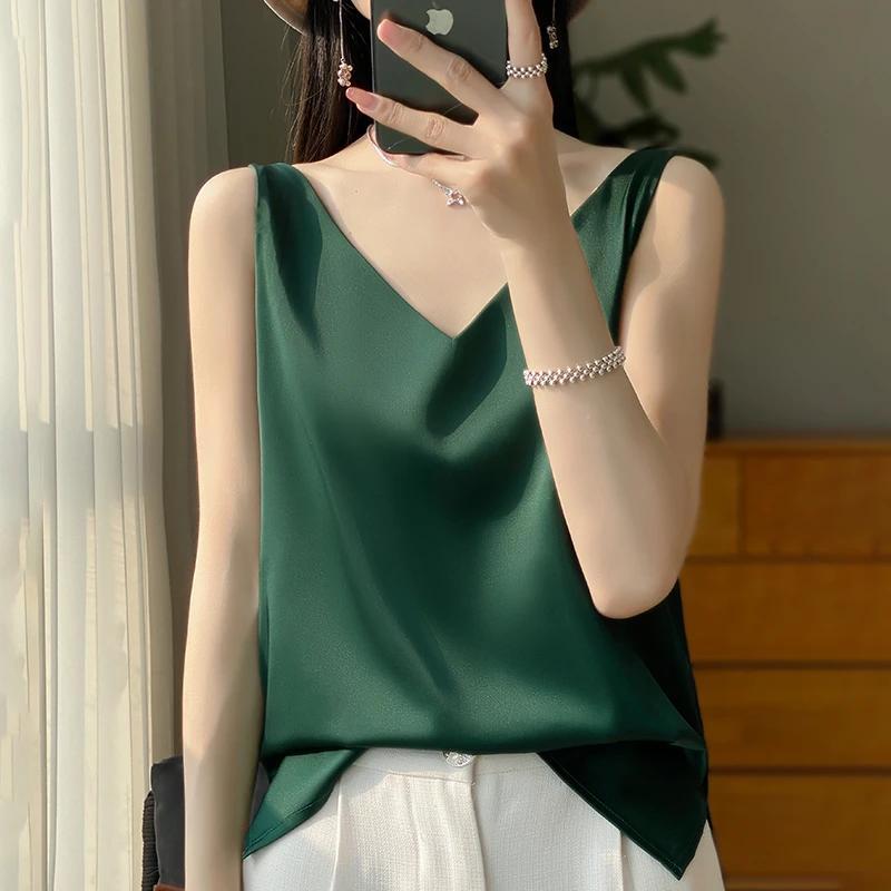 【现货宠粉】新款吊带背心内搭V领显瘦纯色薄夏季上衣可搭西装美背