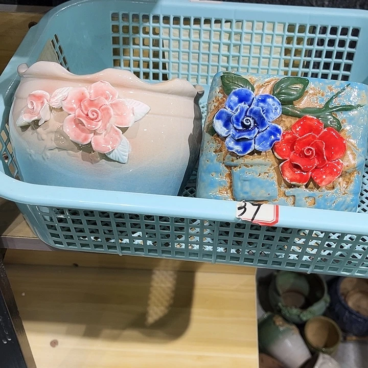 瓷片花盆多肉植物艺术品
