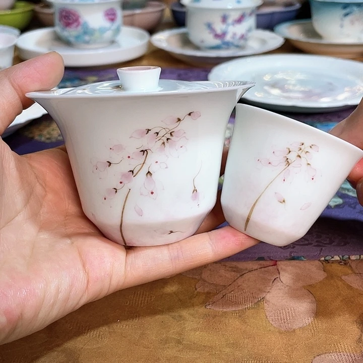 【闪购商品】梧桐花盖碗➕杯哈哈哈